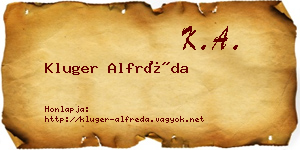 Kluger Alfréda névjegykártya